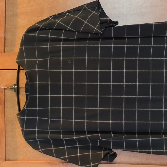 New Theory Dolman Shift Black Grid Pointe Eco Dress XL - Picture 2 of 6